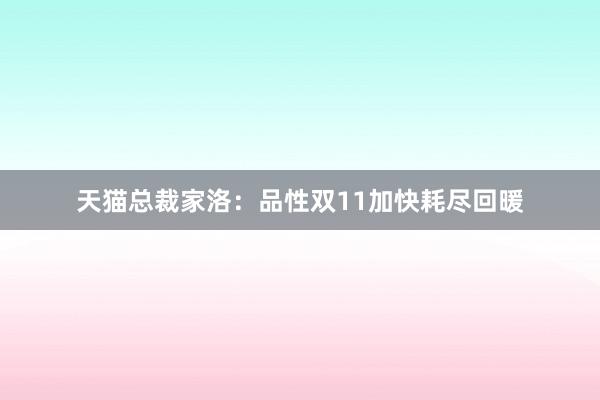 天猫总裁家洛：品性双11加快耗尽回暖