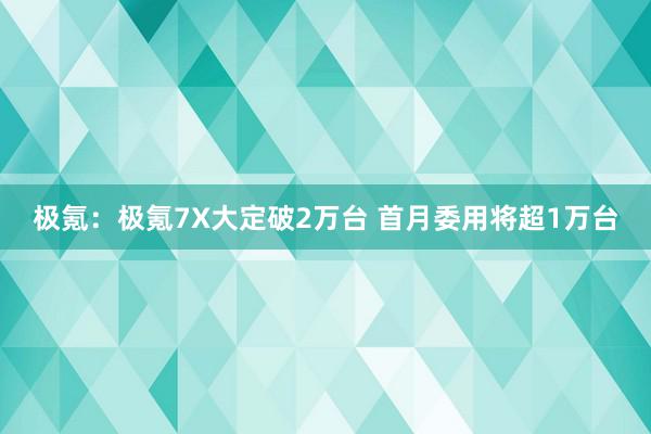 极氪：极氪7X大定破2万台 首月委用将超1万台