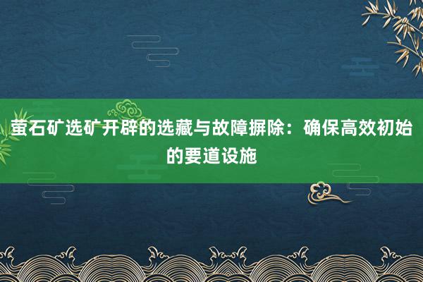 萤石矿选矿开辟的选藏与故障摒除：确保高效初始的要道设施