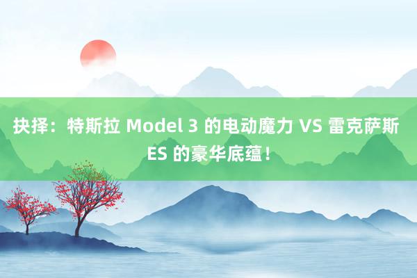 抉择：特斯拉 Model 3 的电动魔力 VS 雷克萨斯 ES 的豪华底蕴！