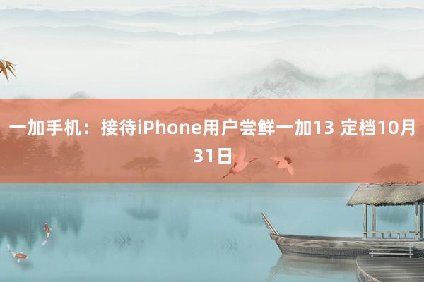 一加手机：接待iPhone用户尝鲜一加13 定档10月31日