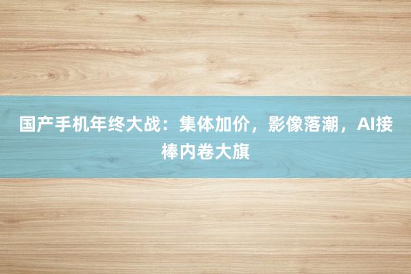 国产手机年终大战：集体加价，影像落潮，AI接棒内卷大旗