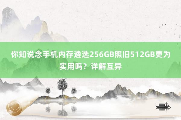 你知说念手机内存遴选256GB照旧512GB更为实用吗？详解互异