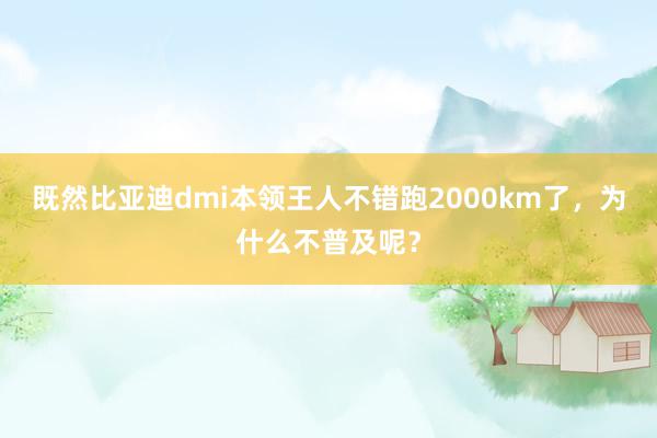 既然比亚迪dmi本领王人不错跑2000km了，为什么不普及呢？