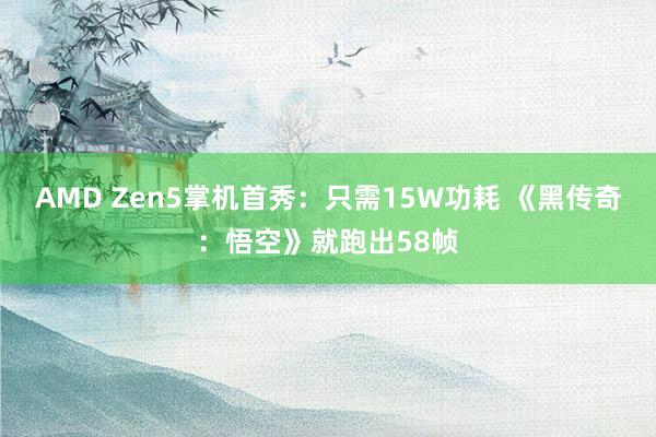 AMD Zen5掌机首秀：只需15W功耗 《黑传奇：悟空》就跑出58帧