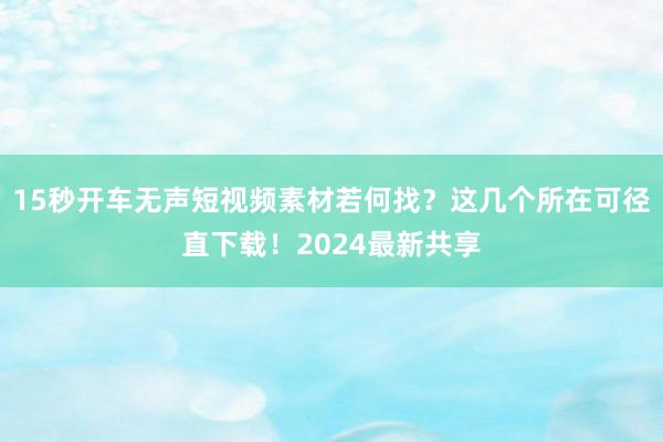 15秒开车无声短视频素材若何找？这几个所在可径直下载！2024最新共享