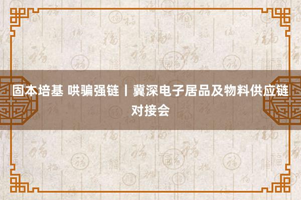 固本培基 哄骗强链丨冀深电子居品及物料供应链对接会