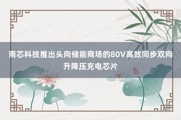 南芯科技推出头向储能商场的80V高效同步双向升降压充电芯片