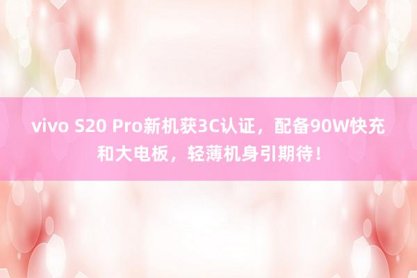 vivo S20 Pro新机获3C认证，配备90W快充和大电板，轻薄机身引期待！