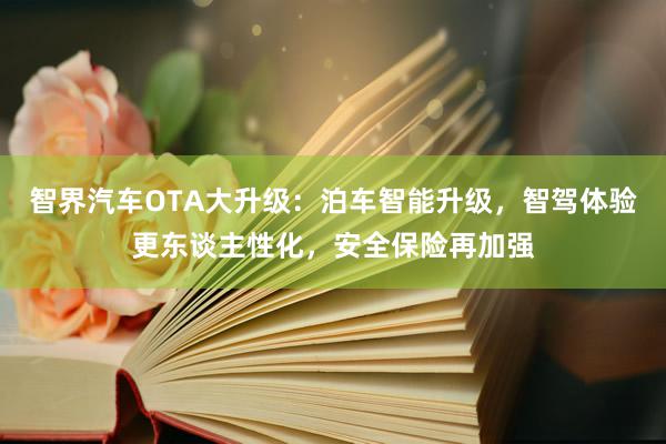 智界汽车OTA大升级：泊车智能升级，智驾体验更东谈主性化，安全保险再加强