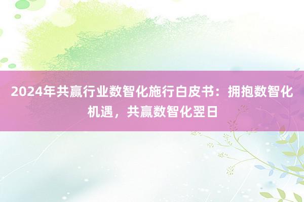 2024年共赢行业数智化施行白皮书：拥抱数智化机遇，共赢数智化翌日