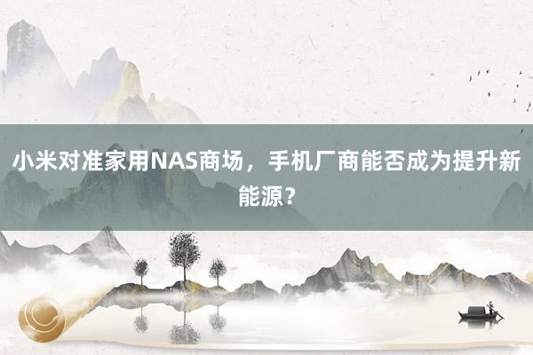 小米对准家用NAS商场，手机厂商能否成为提升新能源？