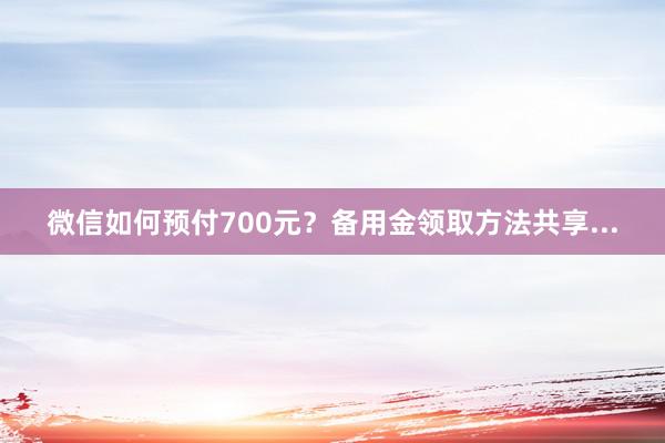 微信如何预付700元？备用金领取方法共享...