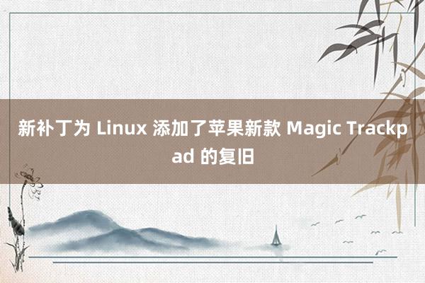 新补丁为 Linux 添加了苹果新款 Magic Trackpad 的复旧