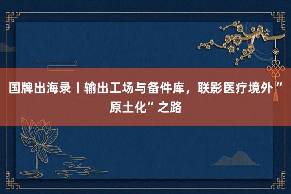 国牌出海录丨输出工场与备件库，联影医疗境外“原土化”之路