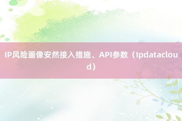 IP风险画像安然接入措施、API参数（Ipdatacloud）