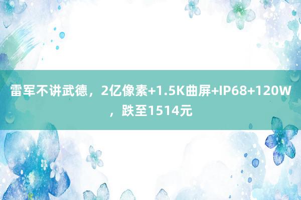 雷军不讲武德，2亿像素+1.5K曲屏+IP68+120W，跌至1514元