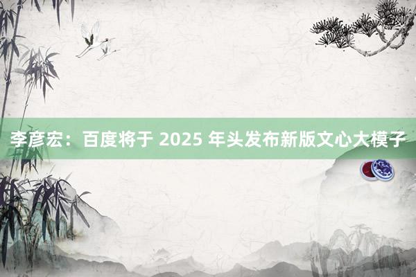 李彦宏：百度将于 2025 年头发布新版文心大模子