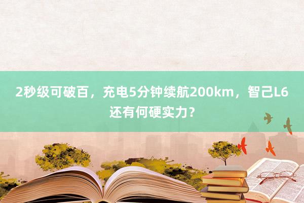 2秒级可破百，充电5分钟续航200km，智己L6还有何硬实力？