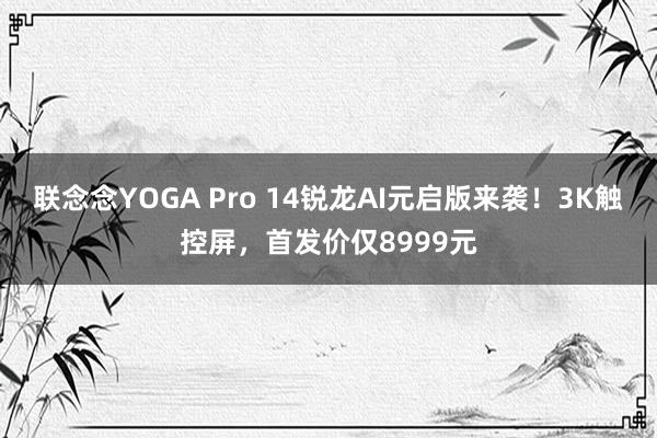 联念念YOGA Pro 14锐龙AI元启版来袭！3K触控屏，首发价仅8999元