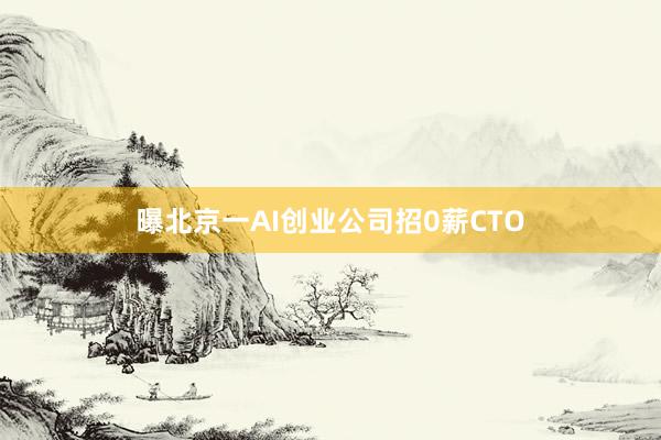 曝北京一AI创业公司招0薪CTO