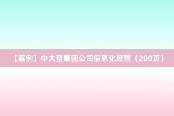 【案例】中大型集团公司信息化经营（200页）