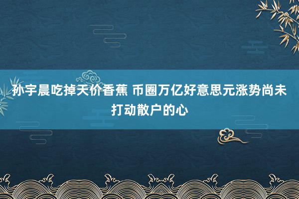 孙宇晨吃掉天价香蕉 币圈万亿好意思元涨势尚未打动散户的心