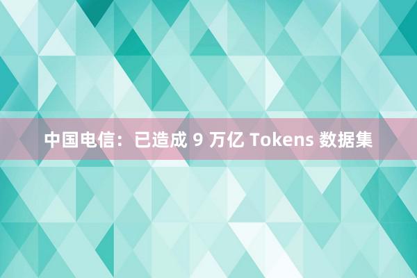 中国电信：已造成 9 万亿 Tokens 数据集