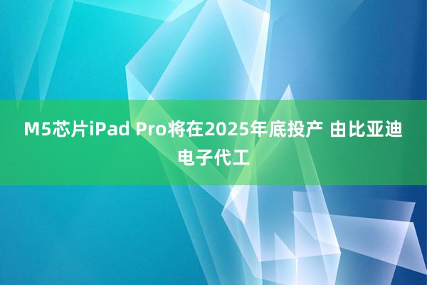 M5芯片iPad Pro将在2025年底投产 由比亚迪电子代工