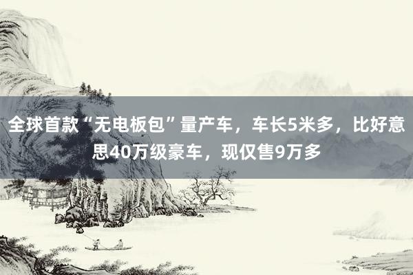 全球首款“无电板包”量产车，车长5米多，比好意思40万级豪车，现仅售9万多