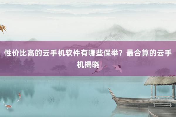 性价比高的云手机软件有哪些保举？最合算的云手机揭晓