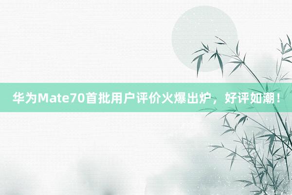 华为Mate70首批用户评价火爆出炉，好评如潮！