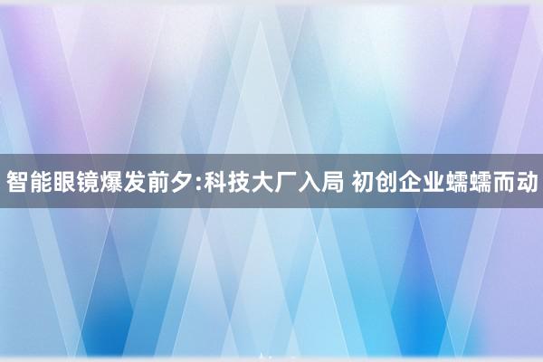 智能眼镜爆发前夕:科技大厂入局 初创企业蠕蠕而动