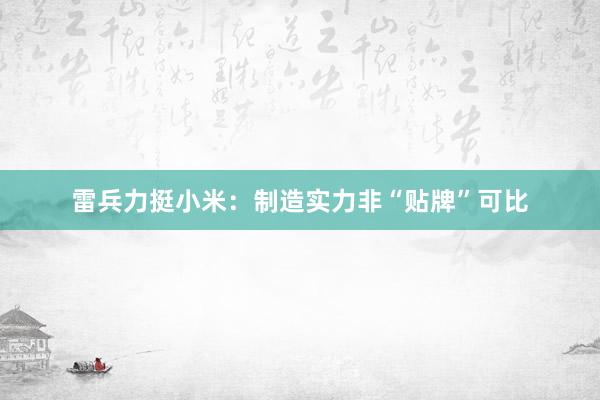 雷兵力挺小米：制造实力非“贴牌”可比