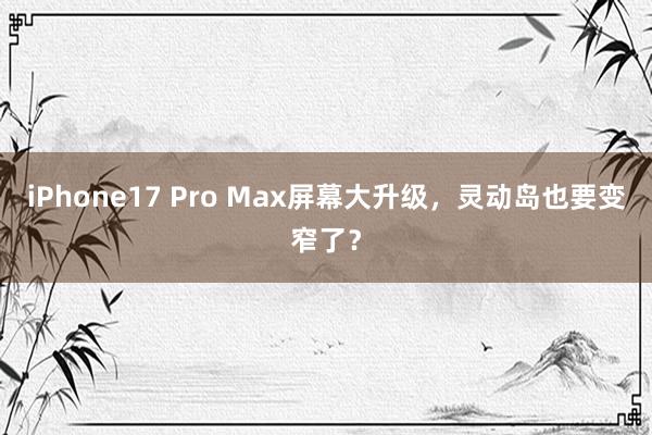 iPhone17 Pro Max屏幕大升级，灵动岛也要变窄了？