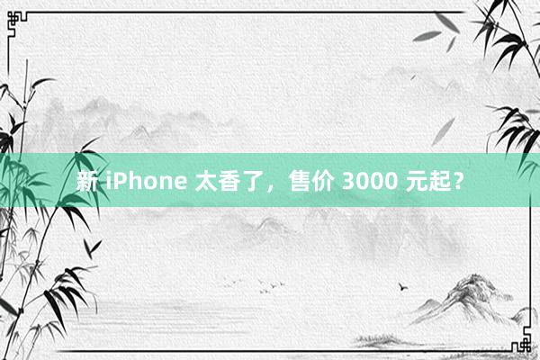 新 iPhone 太香了，售价 3000 元起？