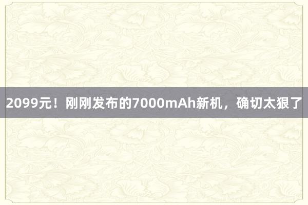 2099元！刚刚发布的7000mAh新机，确切太狠了