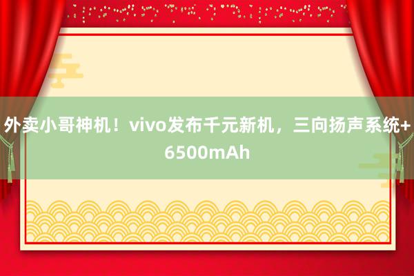 外卖小哥神机！vivo发布千元新机，三向扬声系统+6500mAh