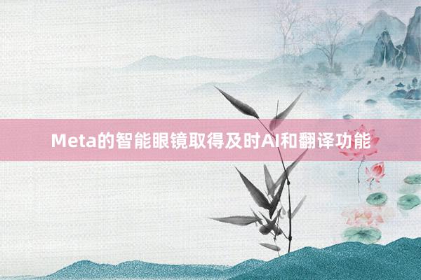 Meta的智能眼镜取得及时AI和翻译功能