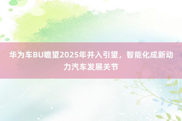 华为车BU瞻望2025年并入引望，智能化成新动力汽车发展关节