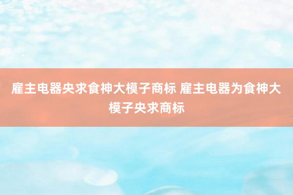 雇主电器央求食神大模子商标 雇主电器为食神大模子央求商标