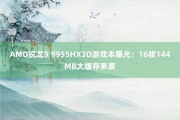 AMD锐龙9 9955HX3D游戏本曝光：16核144MB大缓存来袭