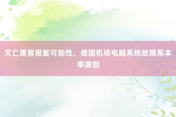 灭亡黑客报复可能性，德国机场电脑系统故障系本事原因