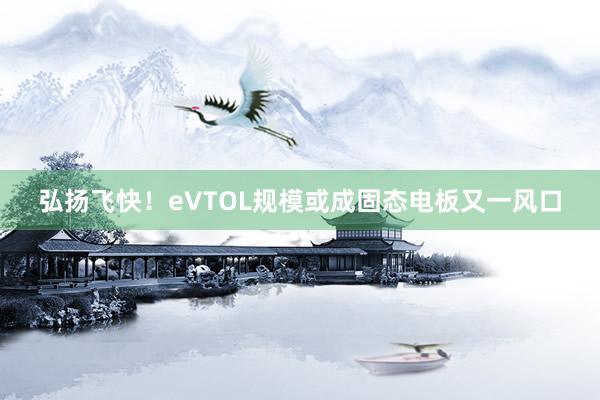 弘扬飞快！eVTOL规模或成固态电板又一风口