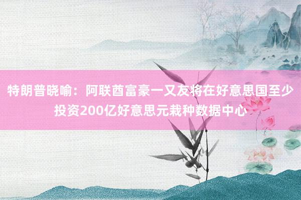 特朗普晓喻：阿联酋富豪一又友将在好意思国至少投资200亿好意思元栽种数据中心