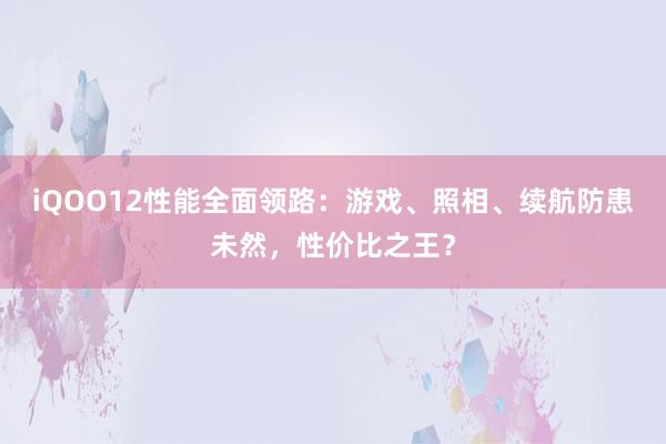 iQOO12性能全面领路：游戏、照相、续航防患未然，性价比之王？