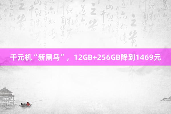 千元机“新黑马”，12GB+256GB降到1469元