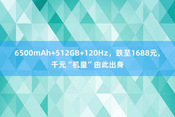 6500mAh+512GB+120Hz，跌至1688元，千元“机皇”由此出身