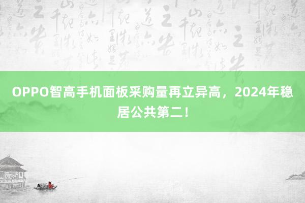 OPPO智高手机面板采购量再立异高，2024年稳居公共第二！