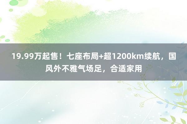 19.99万起售！七座布局+超1200km续航，国风外不雅气场足，合适家用